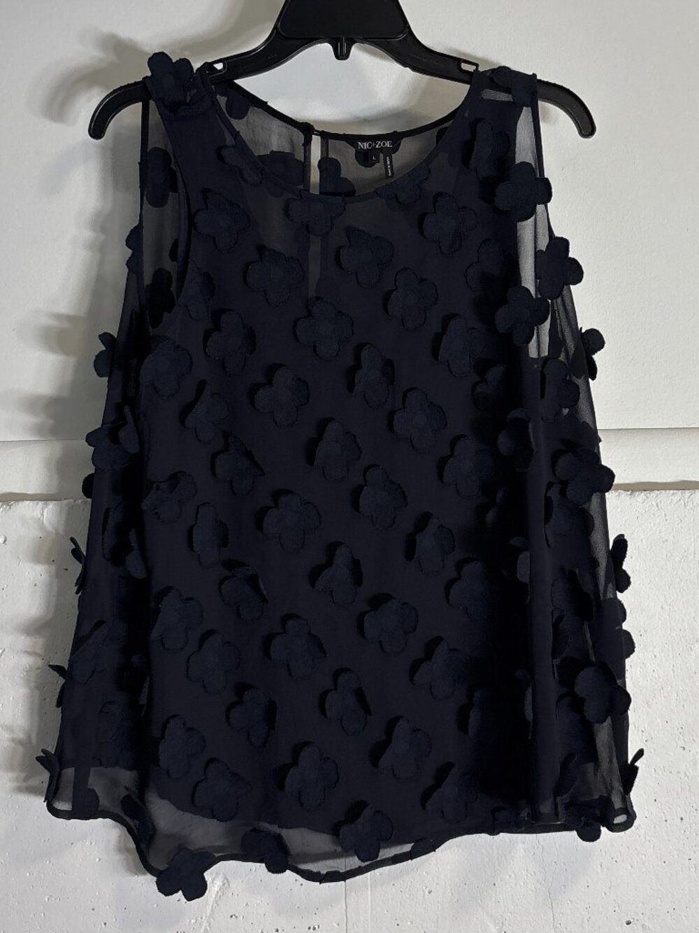 NIC+ZOE Black Floral Sleeveless Top